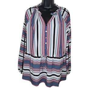 Lane Bryant long sleeve striped peplum top blouse 18/20